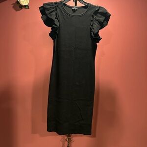 Express Black Ruffle Sleeve Mini Dress